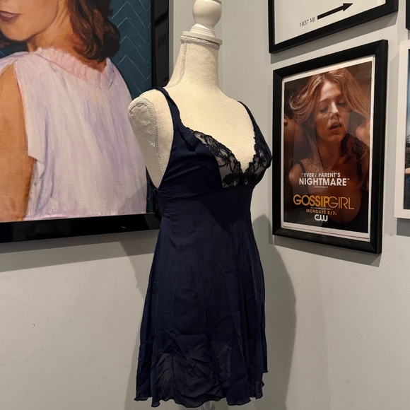 La Perla Navy Lace Slip Dress M - Picture 2 of 6
